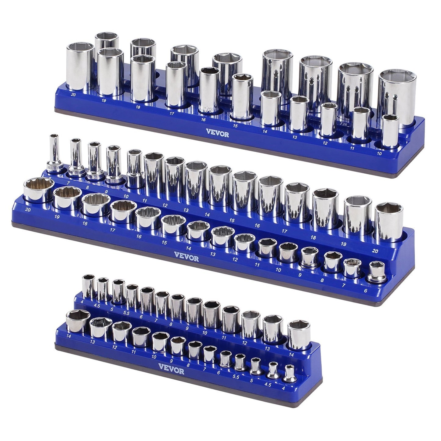 ✨Last Day 49% OFF - Magnetic Socket Organizer Set Socket Trays Blue & Red for Metric SAE