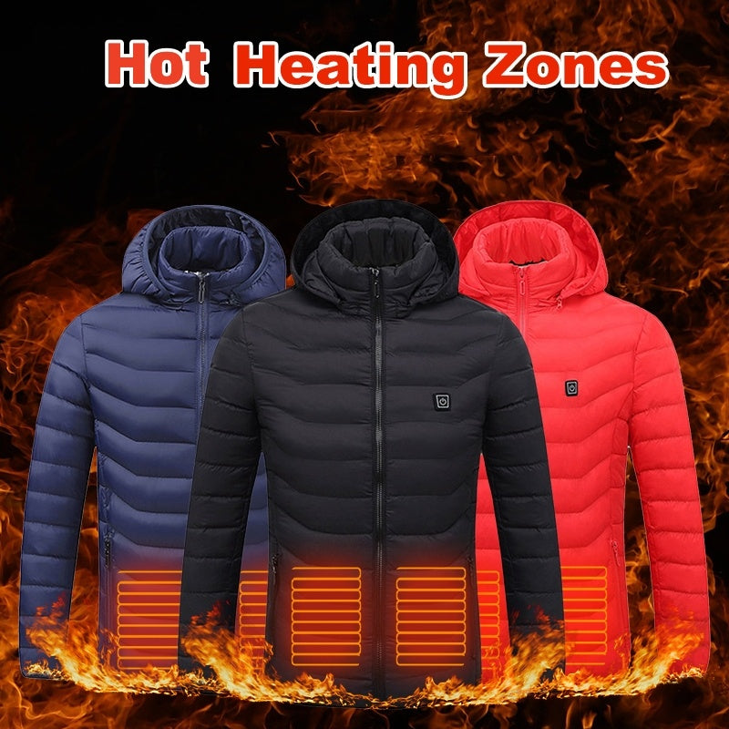 ❄️ Stay Warm Anywhere – Electric Heated Jacket with Hood (9 Zones) ⚡