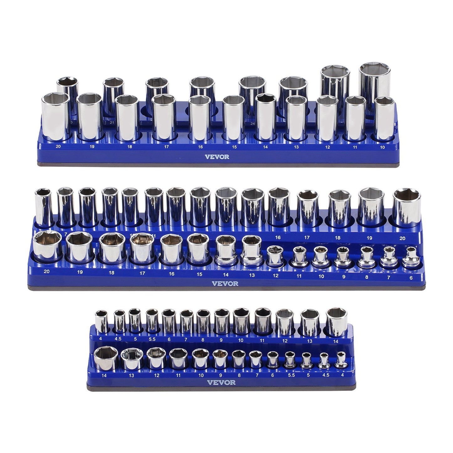 ✨Last Day 49% OFF - Magnetic Socket Organizer Set Socket Trays Blue & Red for Metric SAE